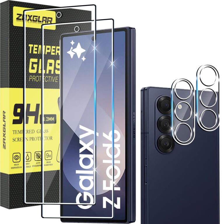 ZAXGLAR Pellicola Vetro Temperato per Samsung Galaxy Z Fold 6 / Fold6, 2 Pezzi Pellicola Protettiva e 2 Pezzi Pellicola Fo...