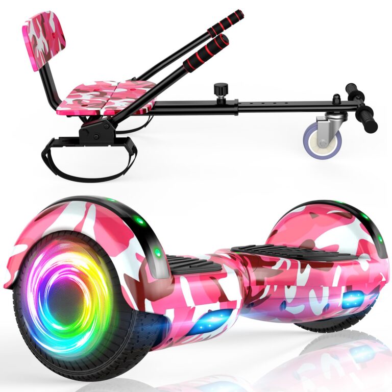 SISISIGAD Hoverboard Go Kart Combo, Hoverboard con sedile, 6.5 inch Self Balancing Scooter con luci LED Bluetooth, Go Kart...