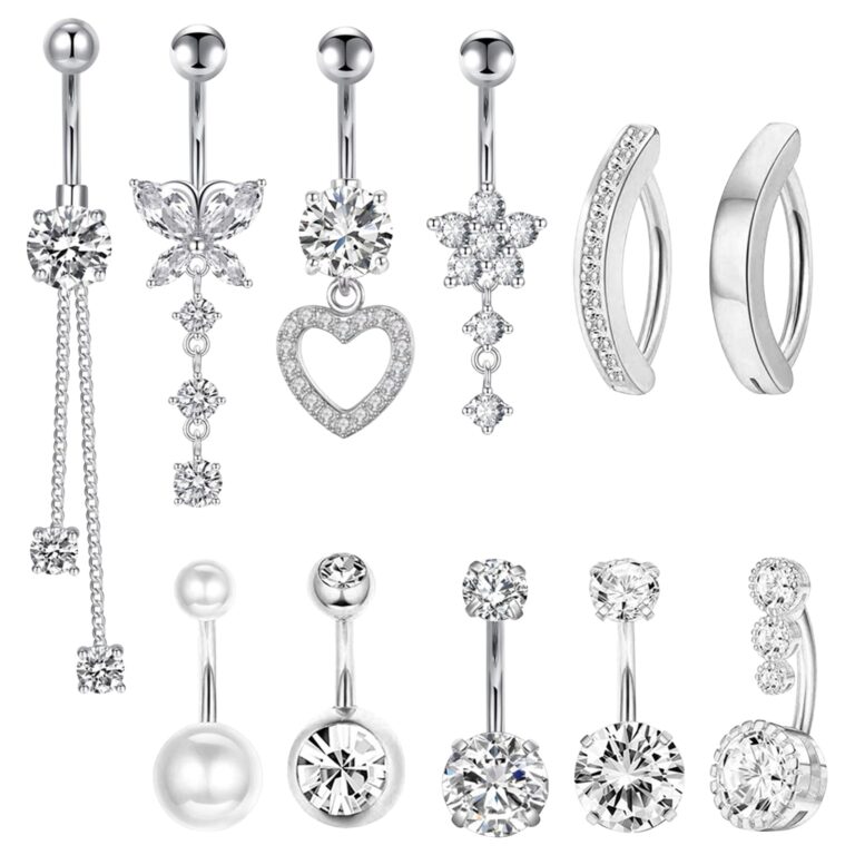 TYXHXTF Set 11 pezzi piercing ombelico con perle, cuori e farfalle
