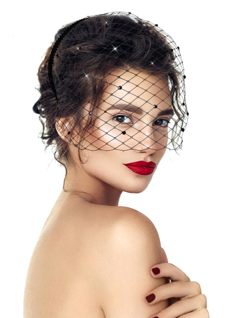 Veletta Nera con Velo in Rete - Fascinator Elegante da Donna