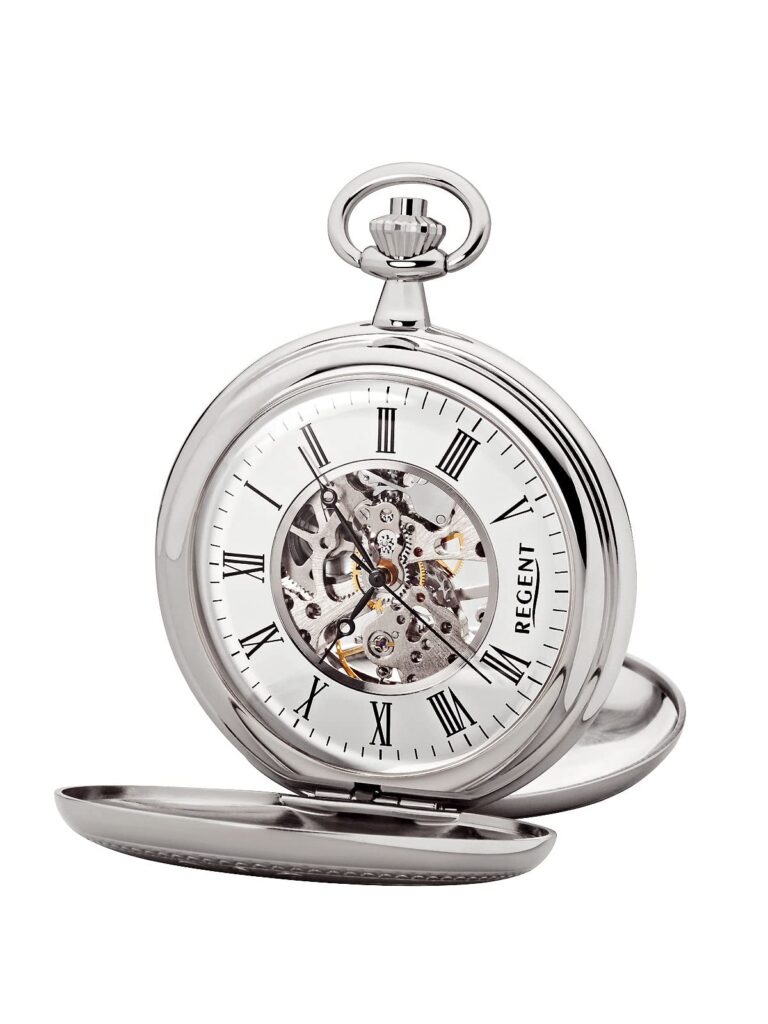 REGENT Orologio da taschino scheletro meccanico 51 mm numeri romani