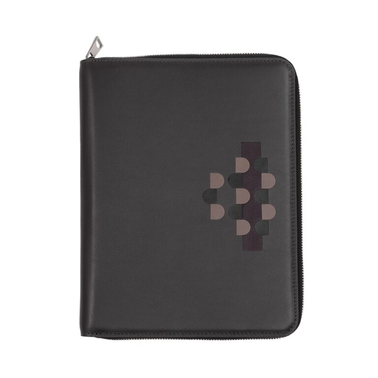 DUDU Cartella Portadocumenti A5 in Vera Pelle con Porta Tablet e Organizer