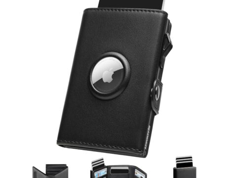 Portafoglio Uomo Slim con Compatibilità AirTag e Pop-Up per Carte