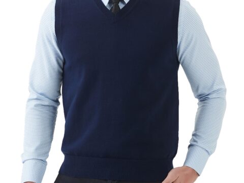 Kallspin Gilet da Uomo in Cotone con Scollo a V Taglio Rilassato