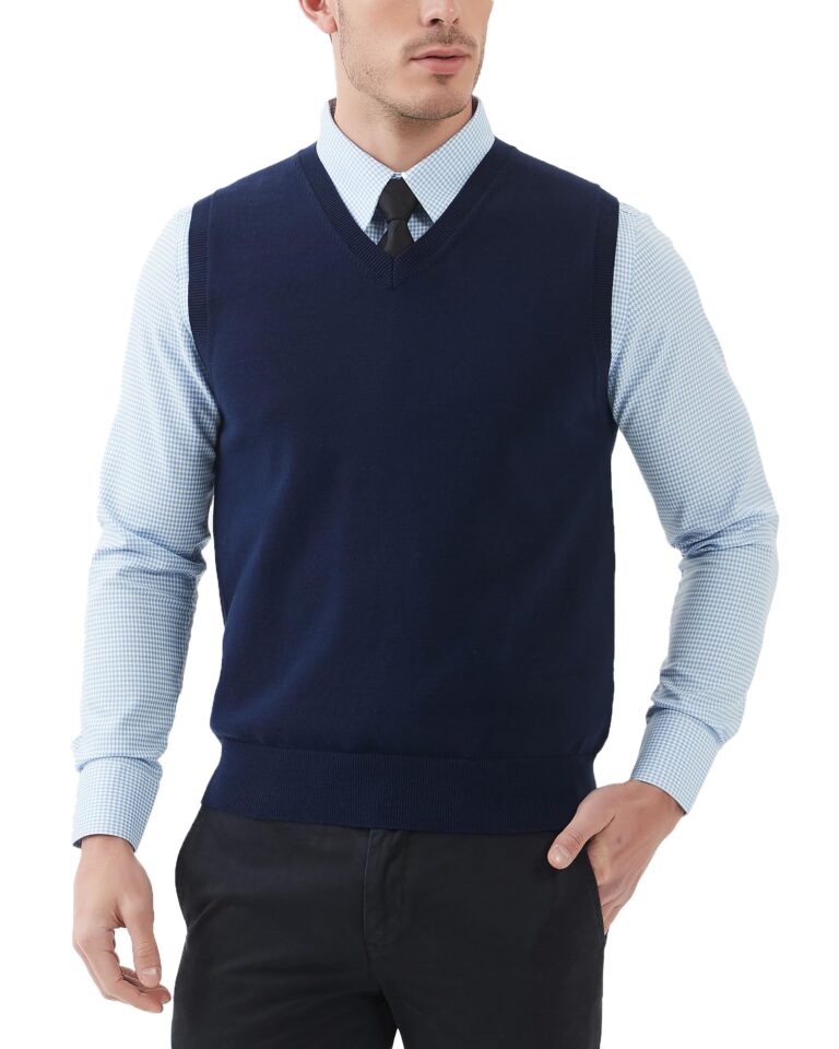 Kallspin Gilet da Uomo in Cotone con Scollo a V Taglio Rilassato
