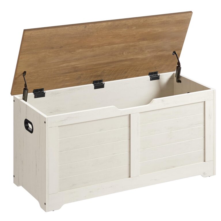 VASAGLE Cassapanca, Panca Portaoggetti, Pouf Organizzatore con 2 Cerniere di Sicurezza, Scarpiera, 40 x 100 x 46 cm, Corri...