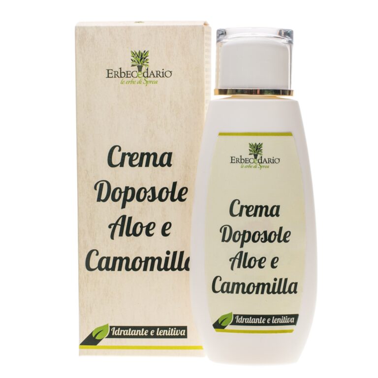 Crema Doposole Naturale Aloe E Camomilla Erbecedario, Idratante E Lenitivo, Ideale Per Viso e Pelle Arrossata dal Sole, Efficace Per Adulti E Bambini, 1 Flacone 200ml