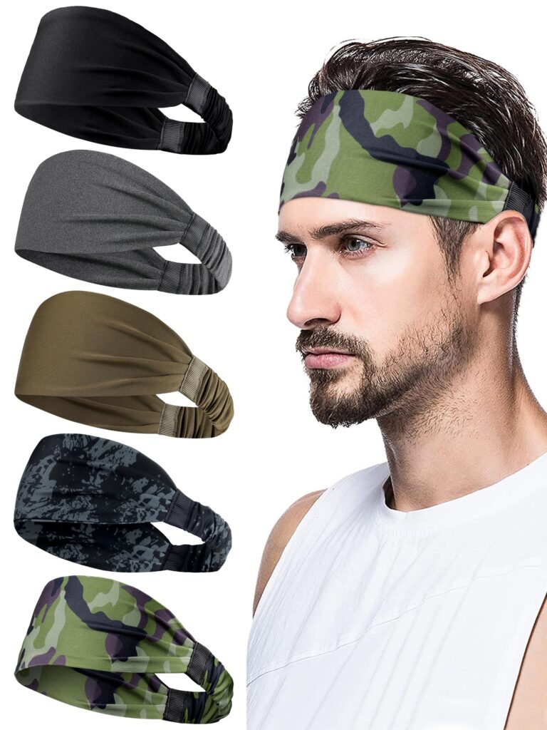 AWUMBUK Fasce per capelli sportive uomo, confezione da 5