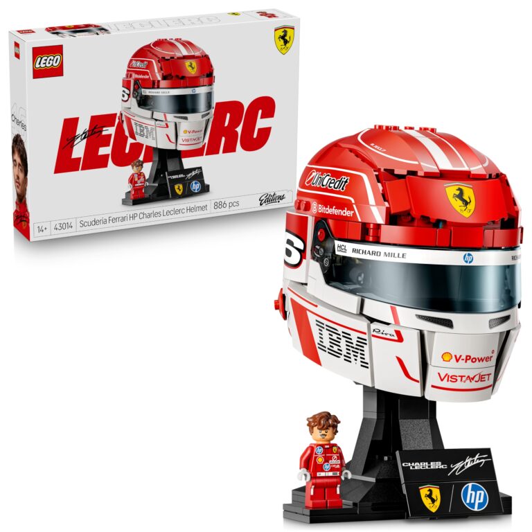LEGO Editions Scuderia Ferrari HP Charles Leclerc Helmet - F1 Merchandise - Display Model Kit w/Collectible Minifigure - G...