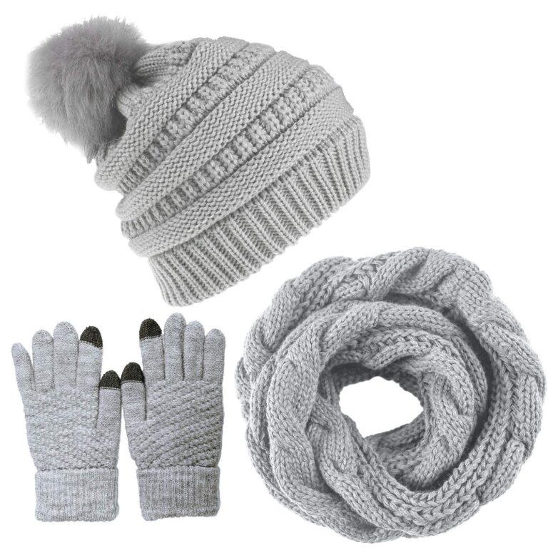 CheChury Set Invernale Donna: Cappello con Pompom, Sciarpa e Guanti