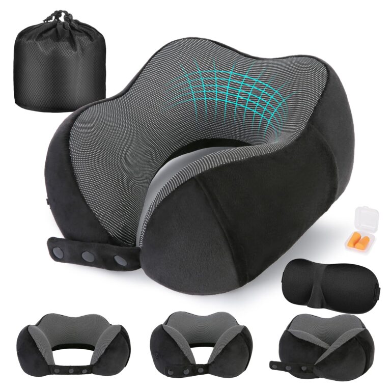 Cirorld Cuscino da Viaggio Collo, Cuscino Aereo Memory Foam Regolabile e Compatto, Cuscino Cervicale da Viaggio, Inclusa M...