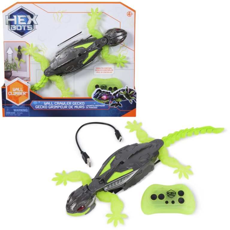 Hex Bots Geco Telecomandato, Giocattolo Interattivo Radiocomandato, Ricaricabile con Cavetto USB, Si Arrampica sulle Paret...