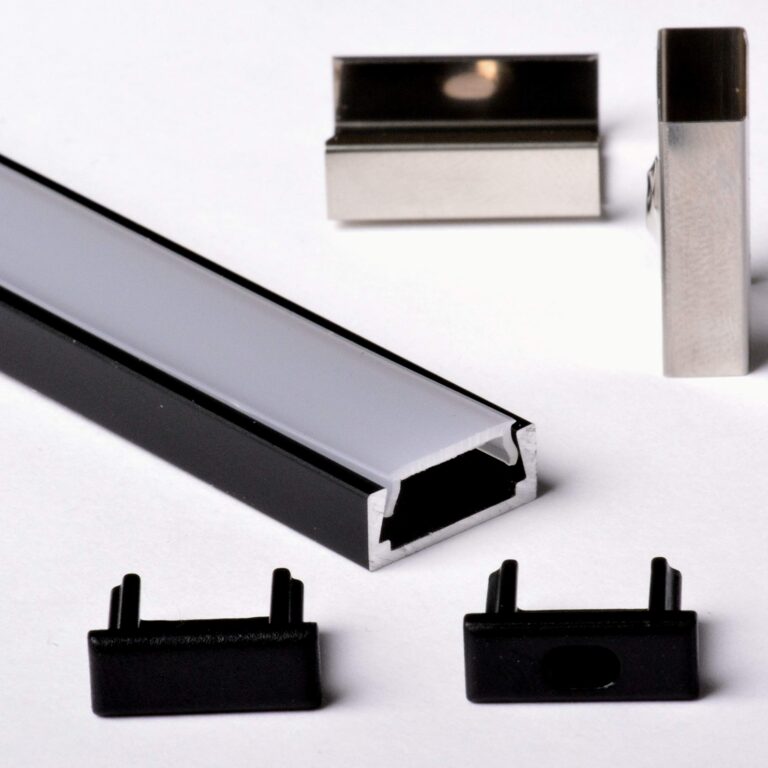AFTERTECH Profilo Alluminio Nero 15x6 mm per Strisce LED, 2 Metri con Cover
