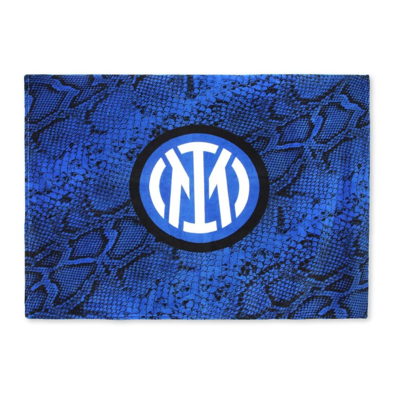 Inter Plaid linea Home in morbido poliestere, stampa Snake e logo ufficiale, coperta Blu Royal, m...