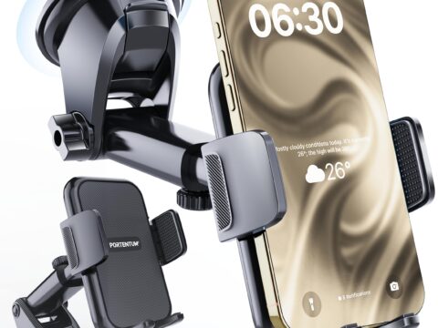 PORTENTUM Porta cellulare auto con ventosa, braccio estensibile e rotazione 360°