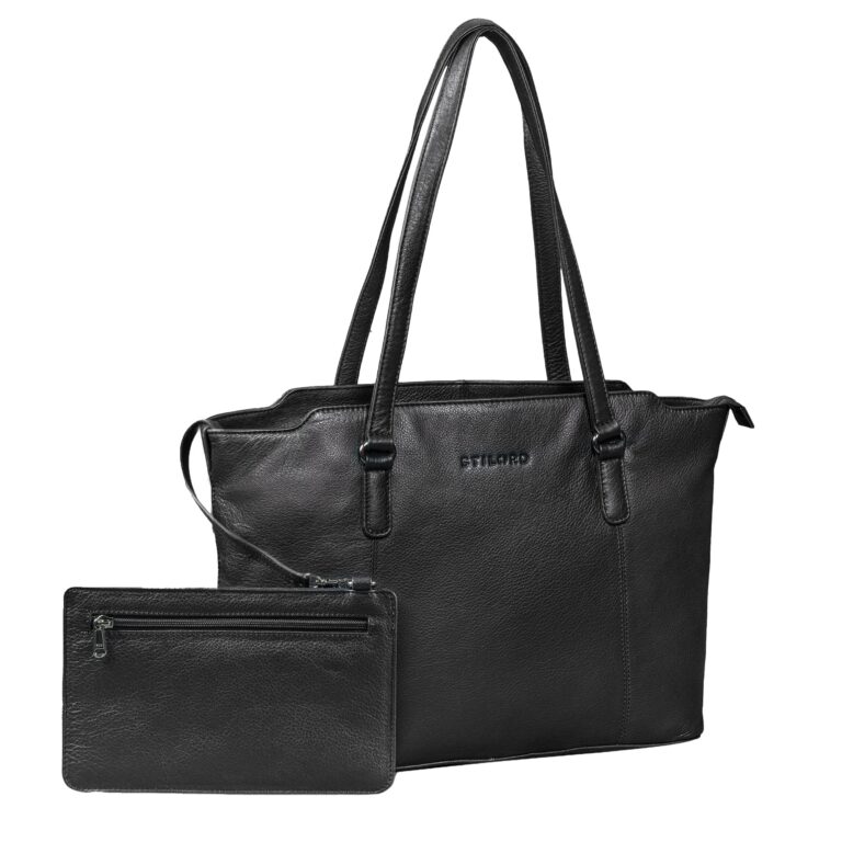 STILORD "Livia Borsa Shopper Donna in Pelle Grande – Set 2 Pezzi con Pochette o Portafoglio Elega...