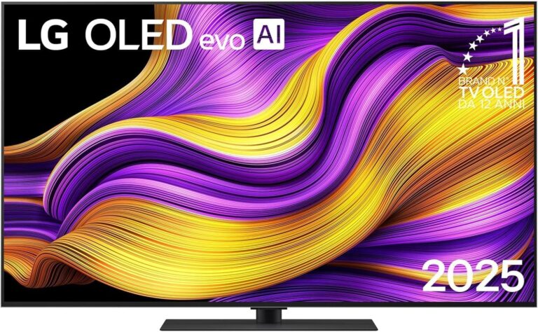 LG OLED evo AI G5 TV 55 pollici, Smart TV 4K, Base da appoggio inclusa, Processore α11 Gen2, Brightness Booster Ultimate, webOS con AI, Dolby Vision e Atmos, VRR e GSYNC 4K@165Hz, OLED55G56LS 2025