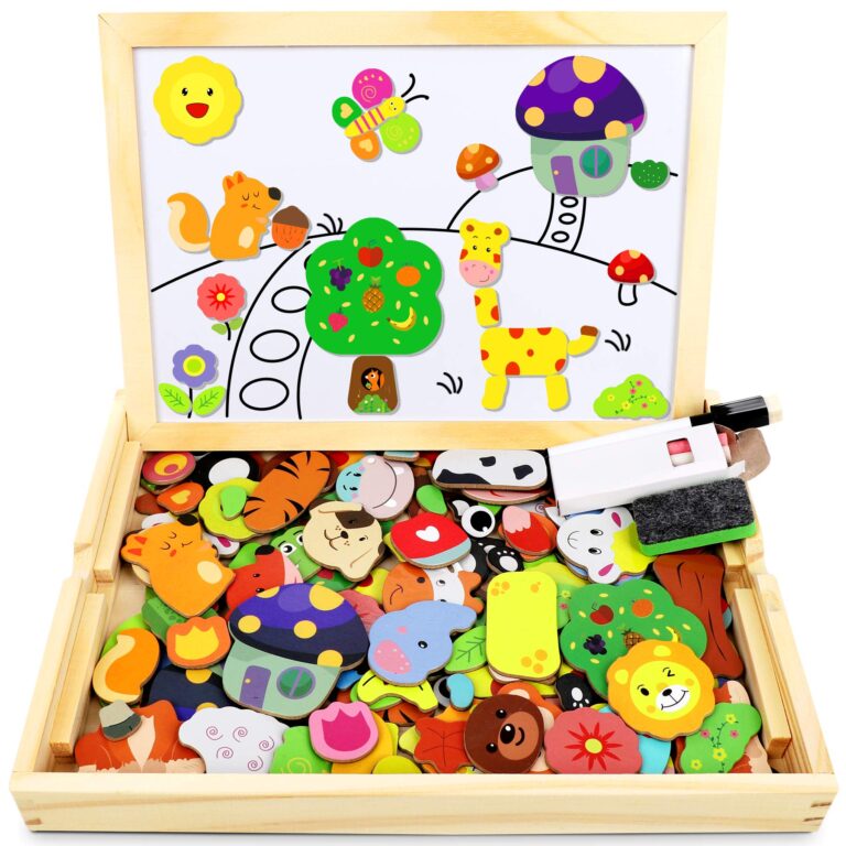 Jojoin 110 PCS Puzzle Magnetico Legno - Lavagna Animali Giocattolo per Bambini - Giochi Montessori - Educativi Puzzle Rega...