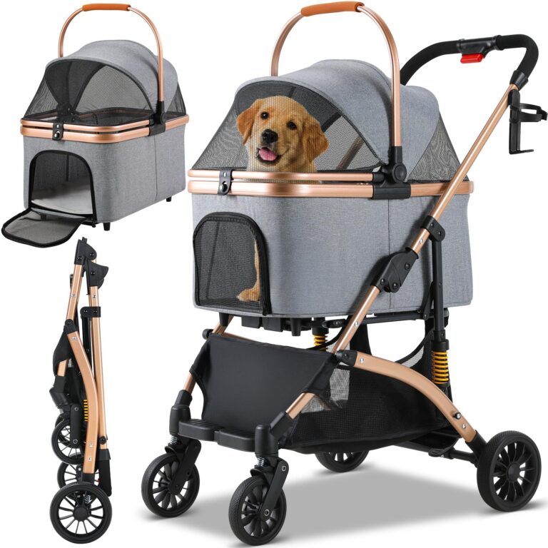 MAMIZO Passeggino per cani 3 in 1,fino a 20 kg, passeggino portatile per animali, portabicchieri ...