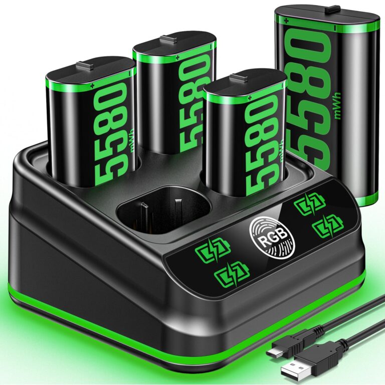 Batterie ricaricabili controller Xbox 4x 5580mWh con caricabatterie