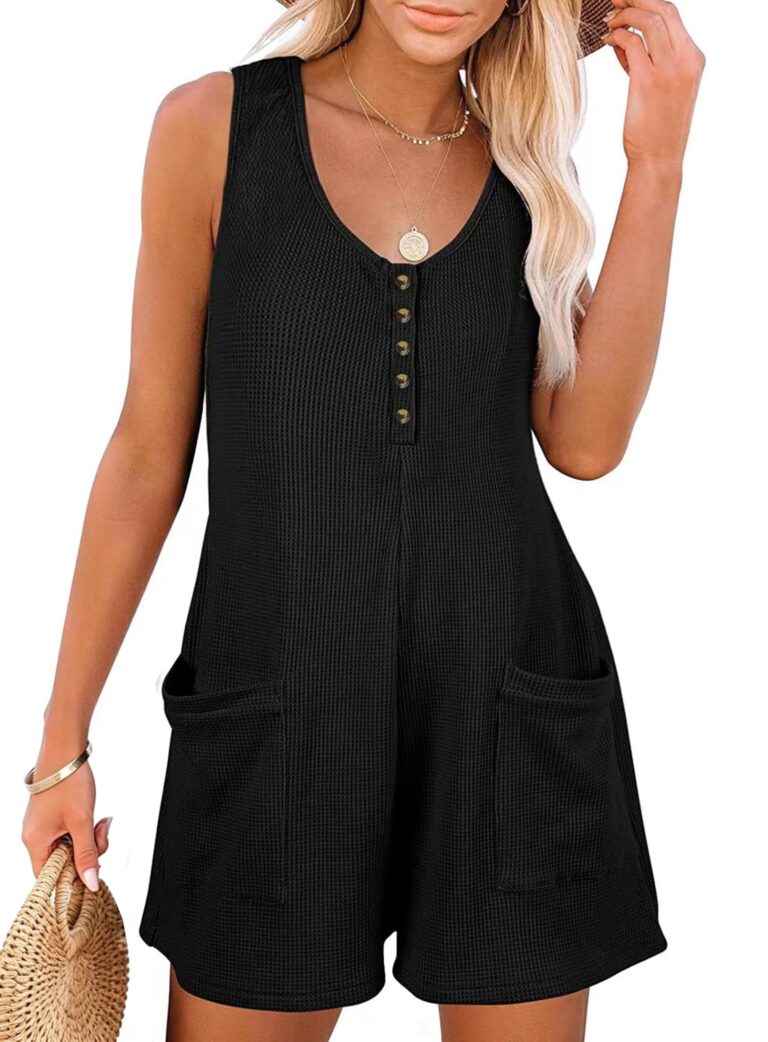 Vossmi Tuta Donna Elegante Senza Maniche Scollo a V