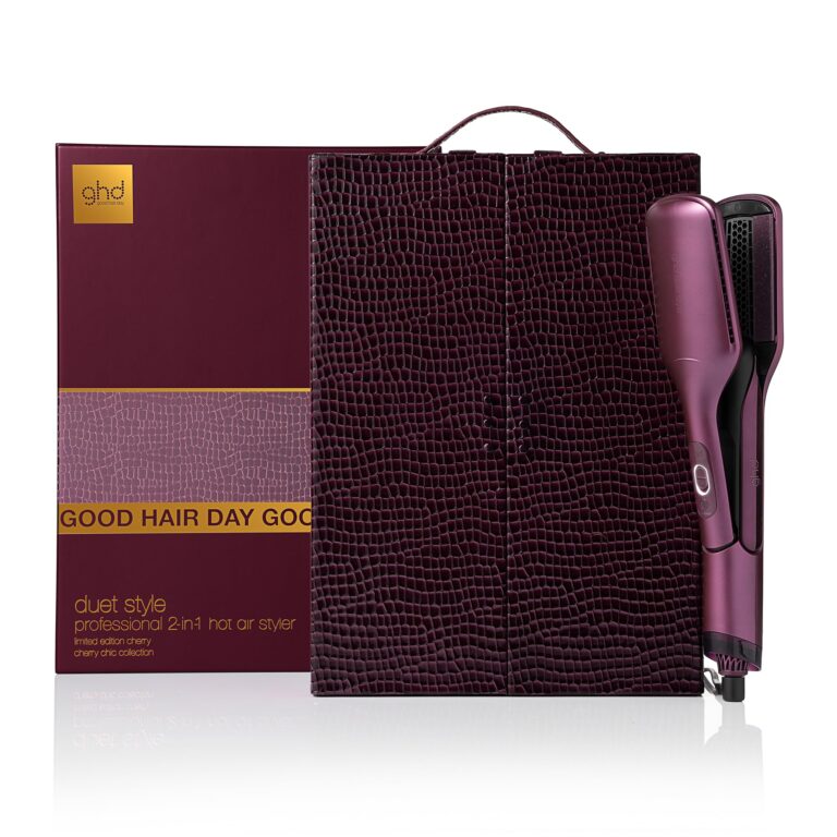 ghd Set Regalo Duet Style Cherry Chic, Piastra Asciugacapelli Professionale in Tonalità Rosso Ciliegia, con Elegante Cofan...