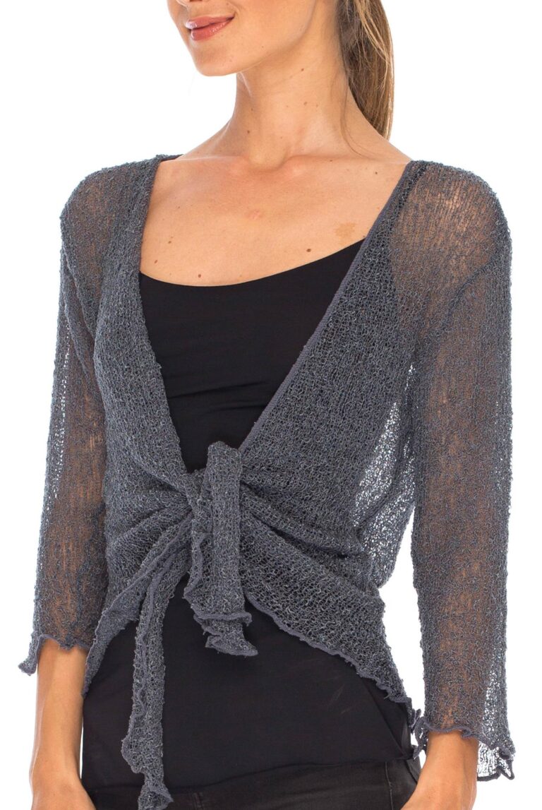 SHU-SHI Cardigan coprispalle trasparente effetto maglia da donna