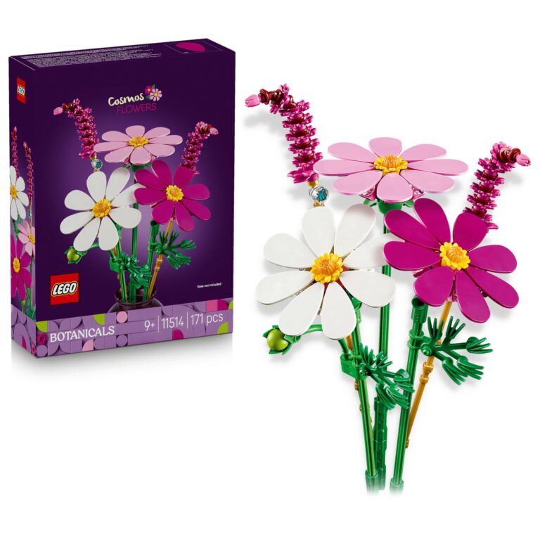 LEGO Botanicals Fiori di Cosmos - Bouquet di Fiori Finti con 3 Cosmos Artificiali e 2 Steli di Penniseto - Decorazione da ...