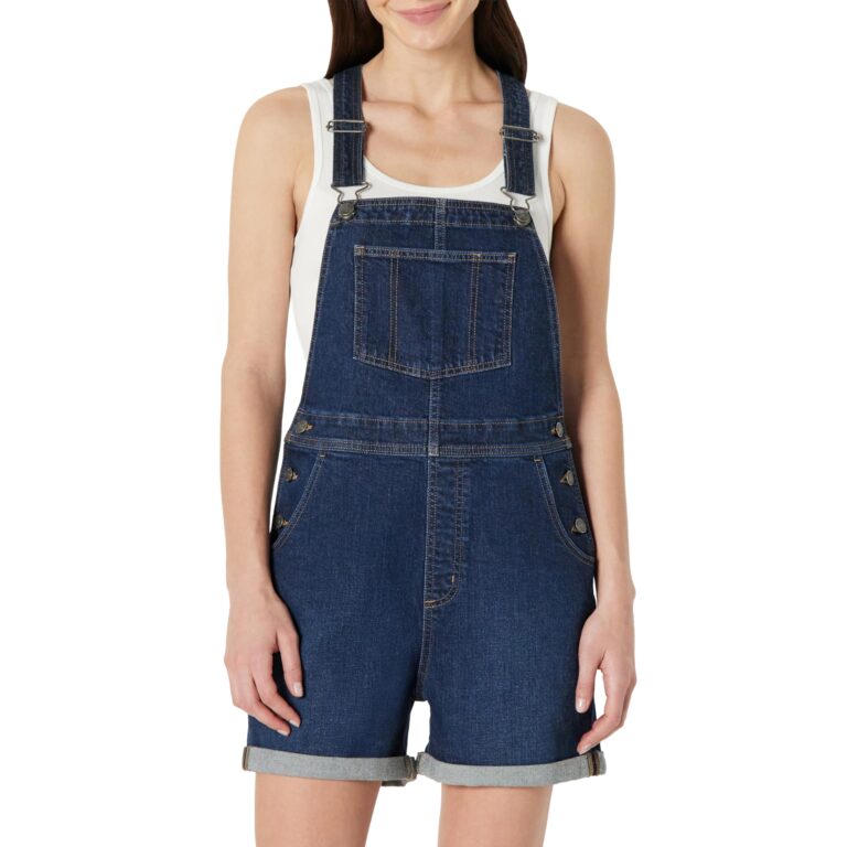 Amazon Essentials Salopette Corta in Denim Elasticizzata