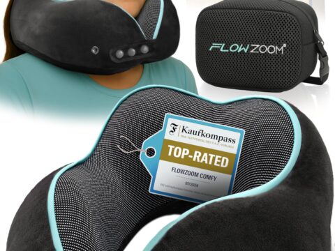 FLOWZOOM Comfy Cuscino da Viaggio Cervicale Memory Foam 360°