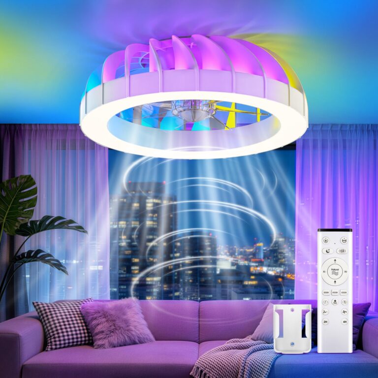 GLOFAN 46cm Ventilatore da Soffitto con Luce e Telecomando, 6 Velocità Silenzioso Lampadario con ...