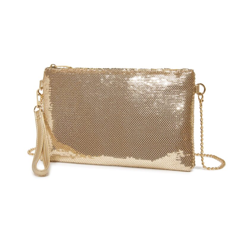 Miss Lulu Pochette Donna con Brillantini, Catena e Cinturino da Polso