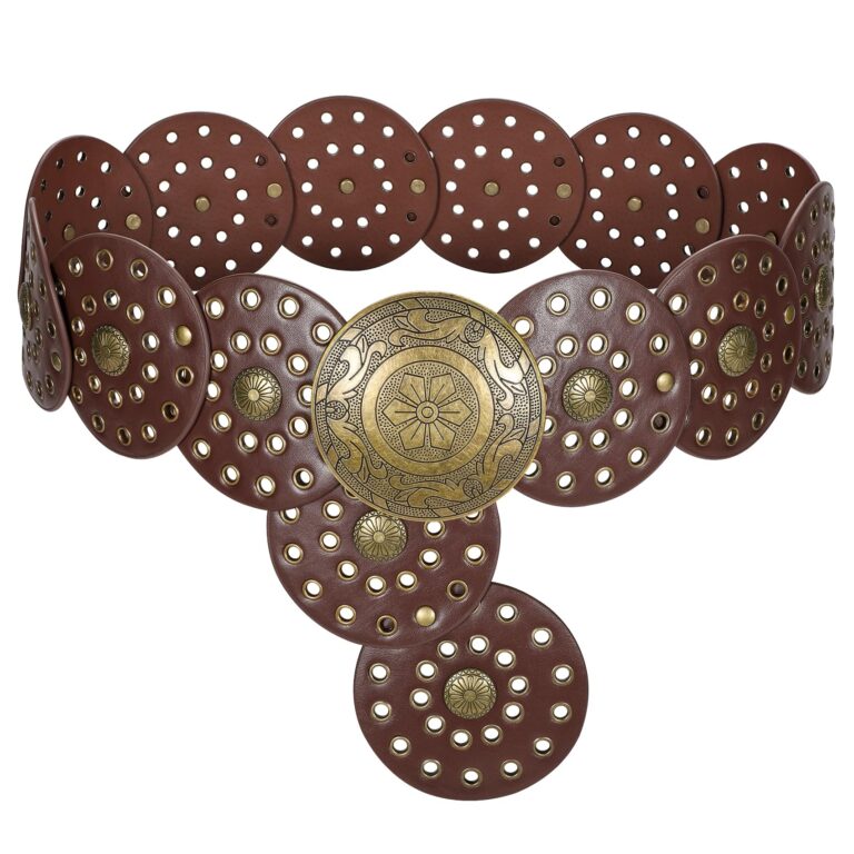 LEACOOLKEY cintura donna boho larga western in pelle con concho