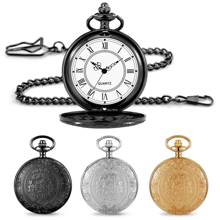 BYZESTY Set 3 orologi da taschino vintage al quarzo con catena