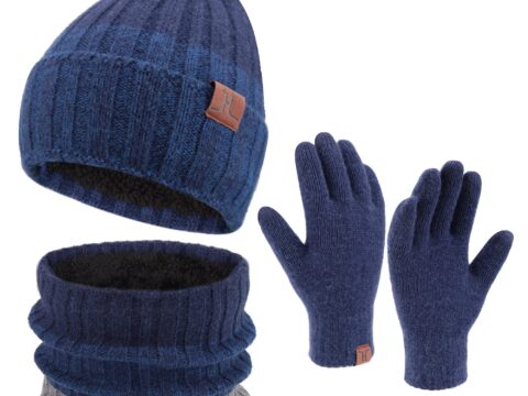 ZASFOU Guanti Invernali Uomo a Maglia con Touch Screen e Cappuccio Teschio
