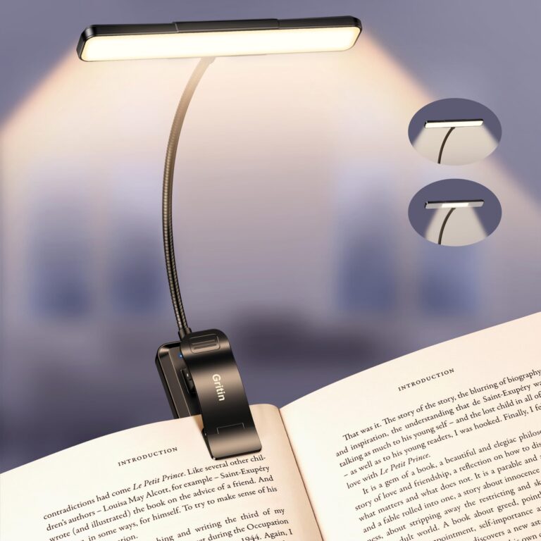 Gritin Luce Lettura Libro 32 LED Full Spectrum, 5 Colori e 5 Luminosità
