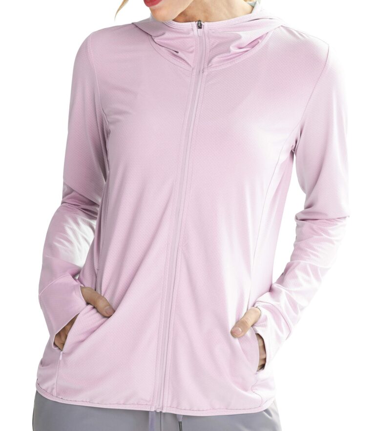 Libin - Felpa donna UV con cappuccio e zip per sport outdoor