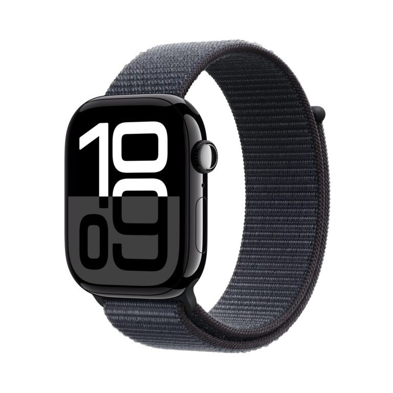 Apple Watch Series 10 GPS + Cellular 46 mm Smartwatch con cassa in alluminio Jet Black e Sport Loop Inchiostro - One Size....