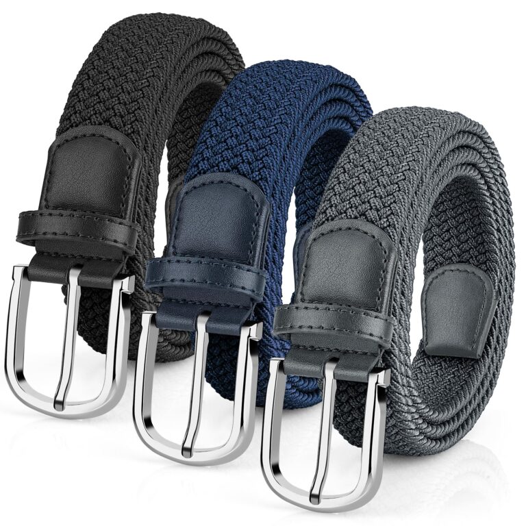 Leskyair Cintura Elastica Intrecciata Unisex – Set da 3 con Fibbia in Lega di Zinco