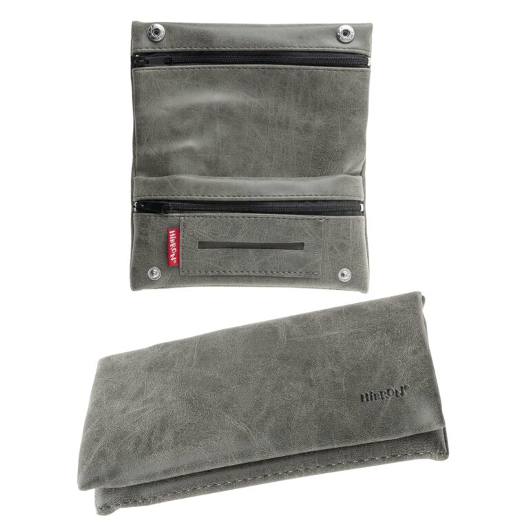HIBRON Porta Tabacco in Vera Pelle Grigio
