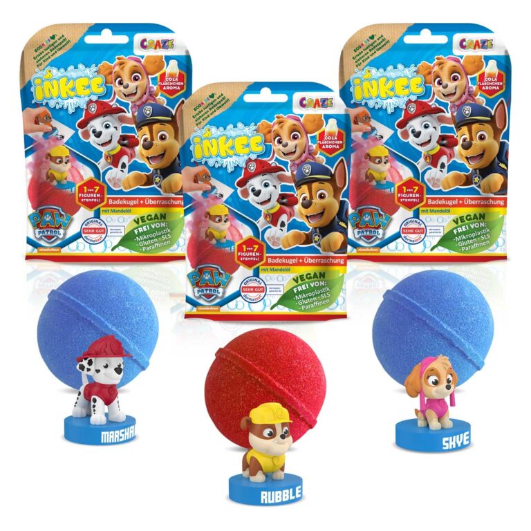 INKEE Set 3 Bombe da bagno bambini Paw Patrol, Bombe da Bagno con Sorpresa per vasca da bagno, giochi da bagno