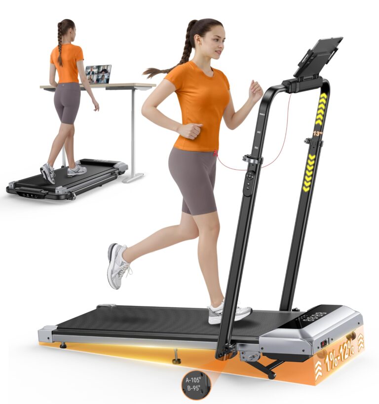 Tapis Roulant Elettrico con 12% Pendenza, 6 in 1 Tapis Roulant Pieghevole, 12km/h, 1150MM Tubo Montante Retrattile, Tubo M...