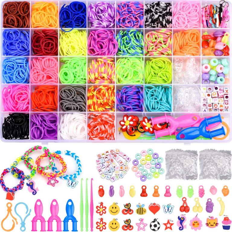 AOKITO 2500+ Elastici per Braccialetti, 32 Colori Kit Elastici Braccialetti Fai Da Te Bambina con Gancetti, Varie Perline ...