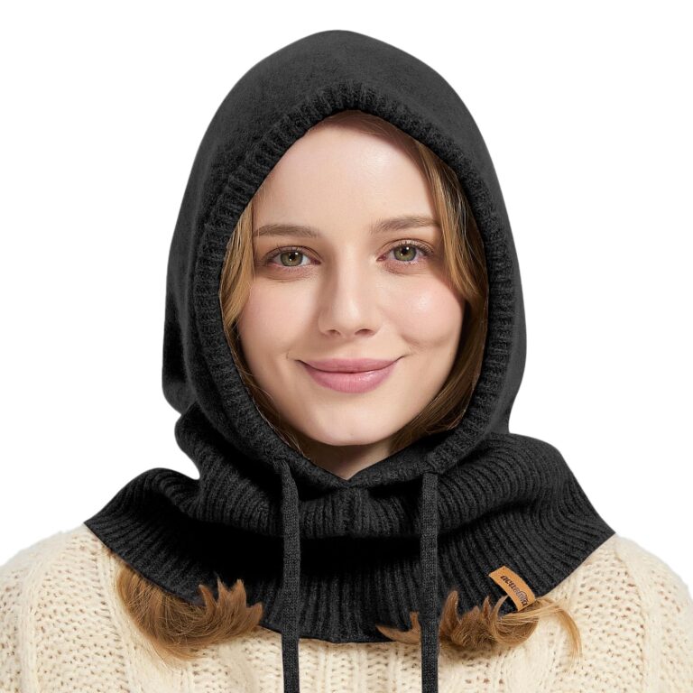 ACUSHLA Passamontagna in 100% Lana Merino con Cappuccio e Sciarpa