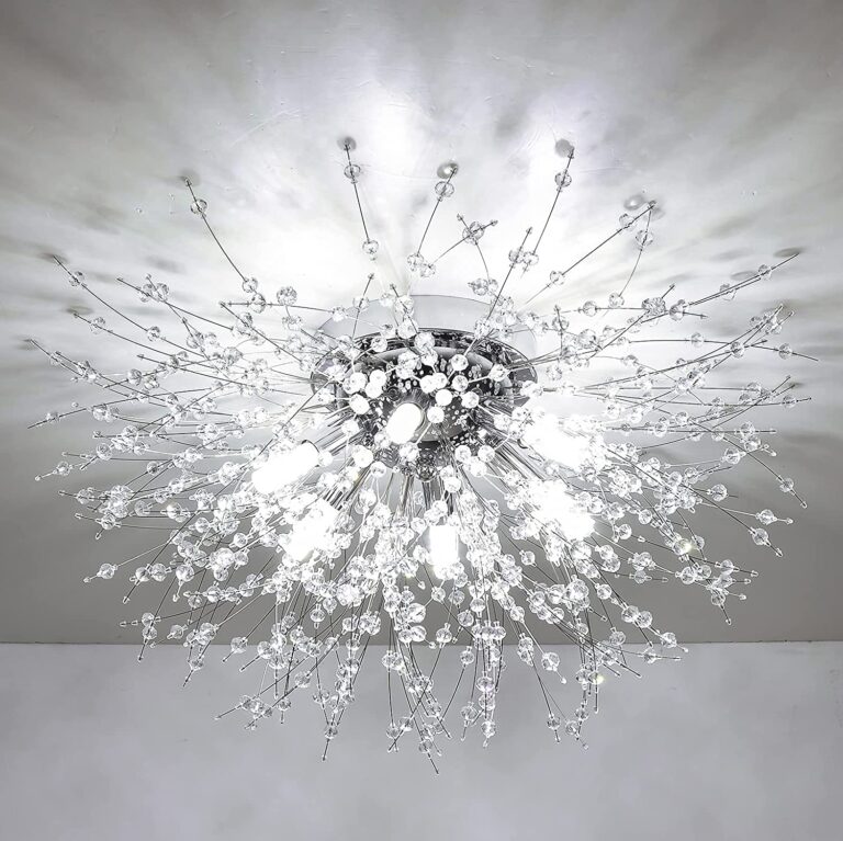 Rayofly Lampade a sospensione Camera Da Letto, Cromo Lampadario Moderno, Plafoniera soffitto con cristalli di fuochi d'art...
