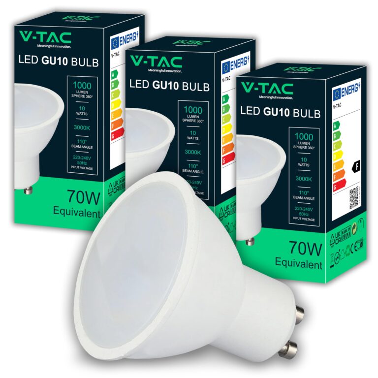 V-TAC GU10 LED 10W 1000 lumen alta luminosità (confezione da 3)