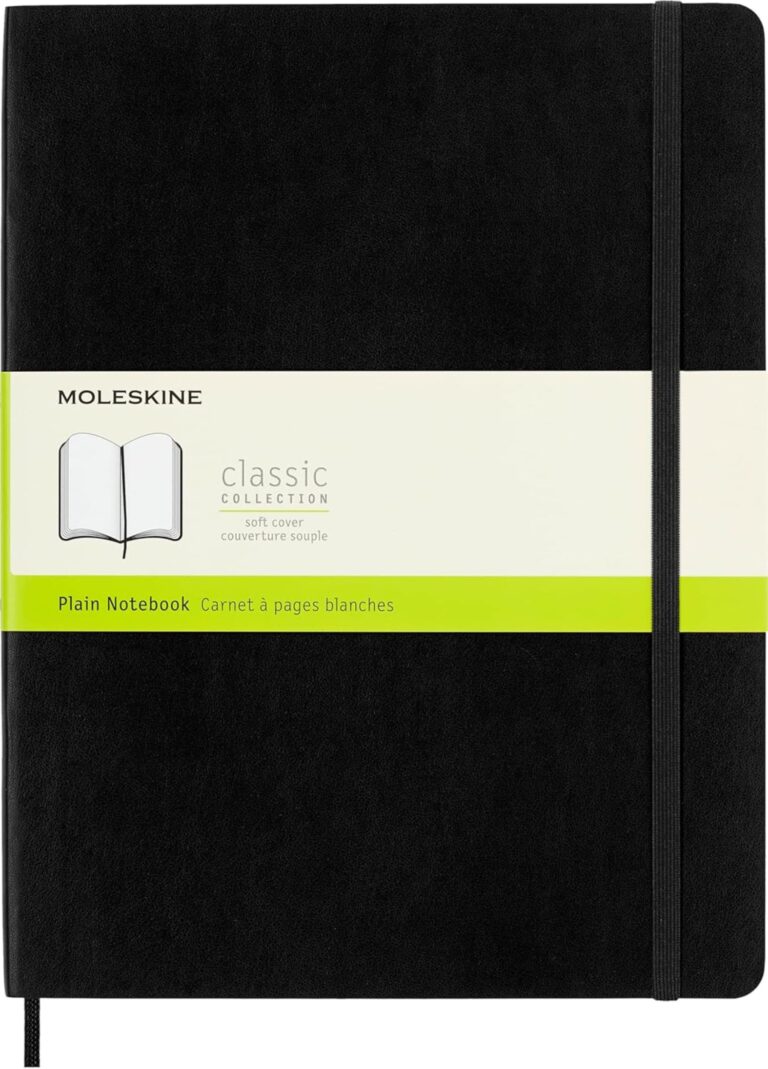 Moleskine Classic Notebook, Taccuino con Pagine Bianche, Copertina Morbida e Chiusura ad Elastico, Formato XL 19 x 25 cm, ...