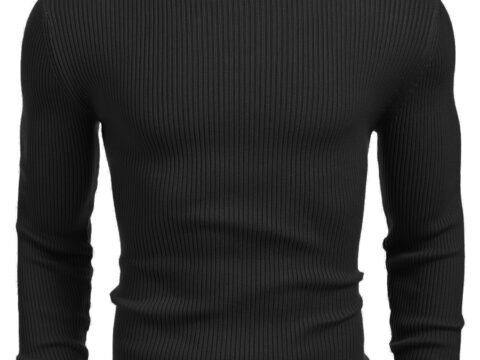 COOFANDY Maglione Uomo Collo Alto Slim Fit in Maglia Fine