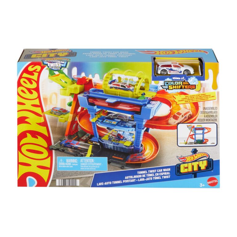 Hot Wheels 'Let's Race' Netflix - Autolavaggio con Tunnel, playset con pista e tunnel che spruzza acqua, include 1 veicolo...