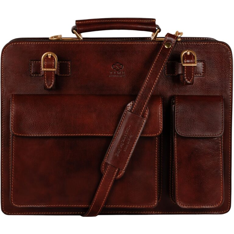 Time Resistance Cartella In Pelle - Borsa In Pelle Di Classe Per Uomo - Cartella Da Lavoro - Cart...